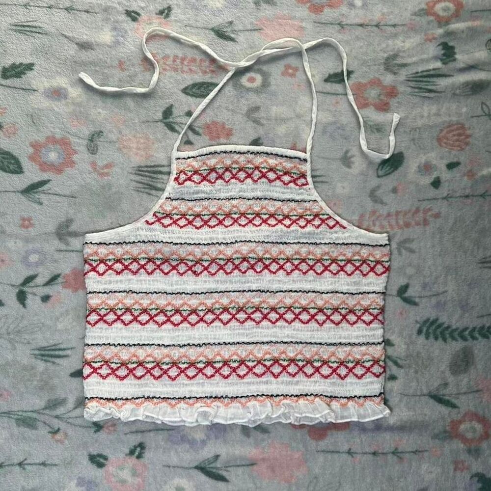 American Eagle Festival Halter Top M Coastal Y2K Boho Beachy Indie Cottage 2000s